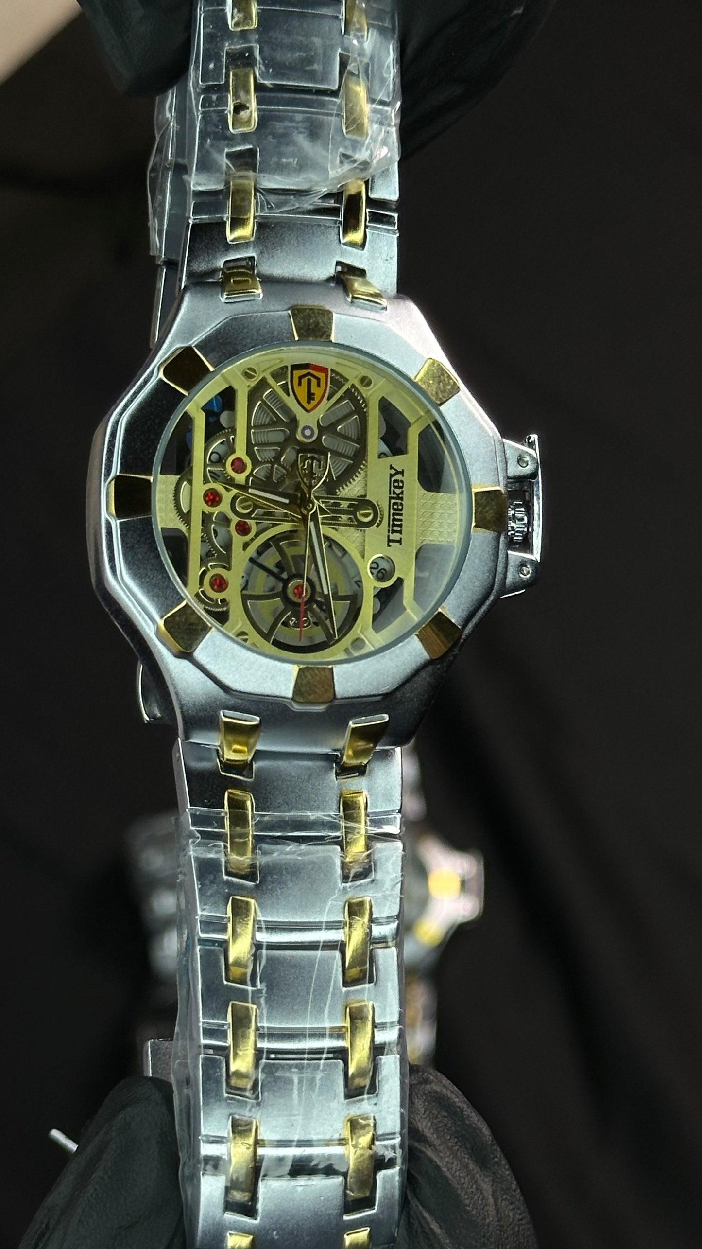 Timekey Men’s Skeleton Mechanical-Style Sport Watch