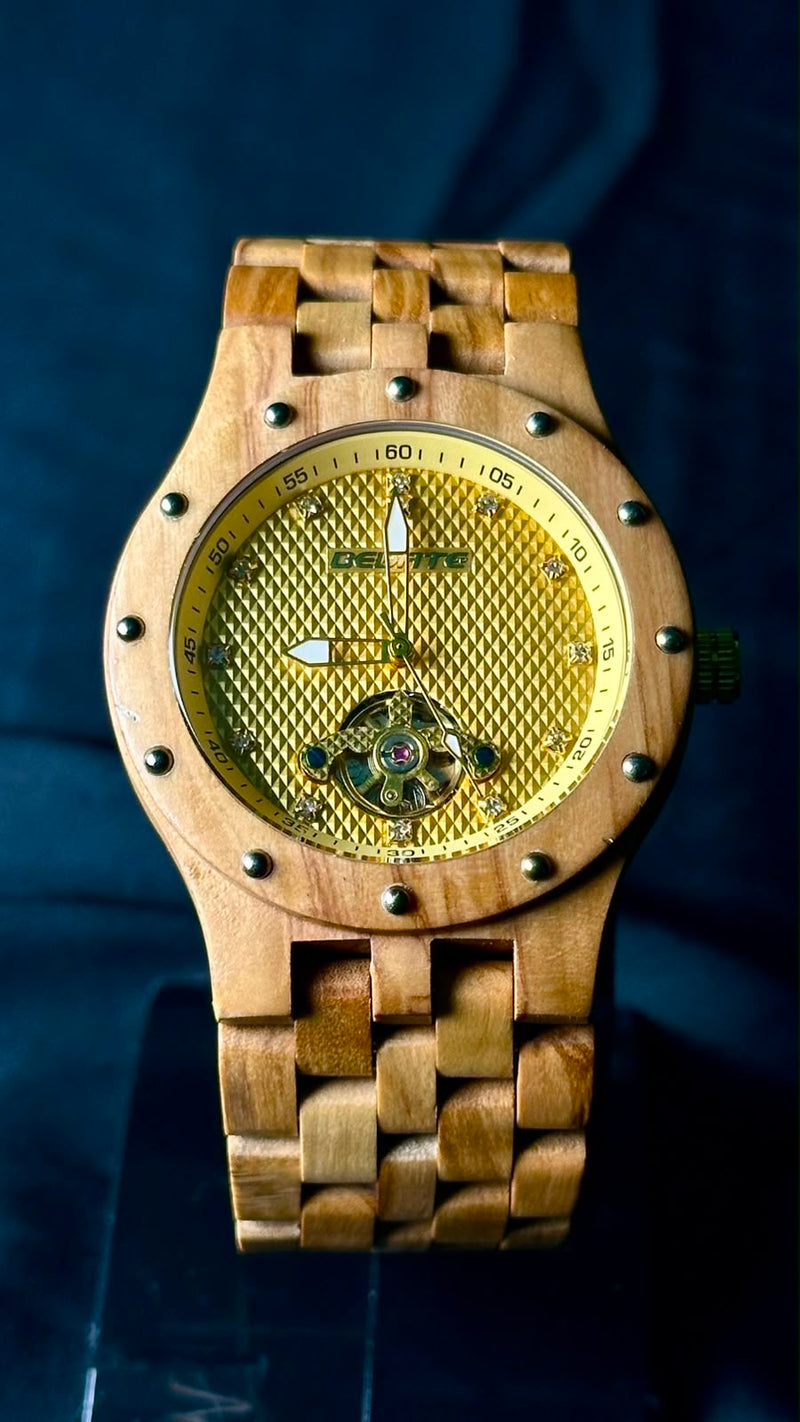 BEDATE Wooden With Mineral Scratch-Resistant Glass