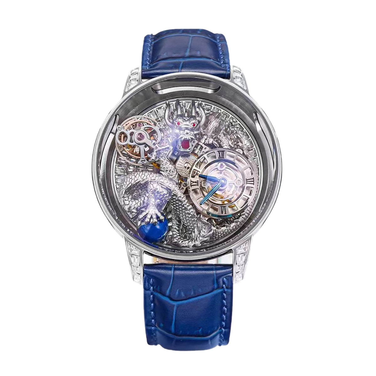 Jacob & Co Astronomia Silver Dragon White Gold with Diamonds - Front View
