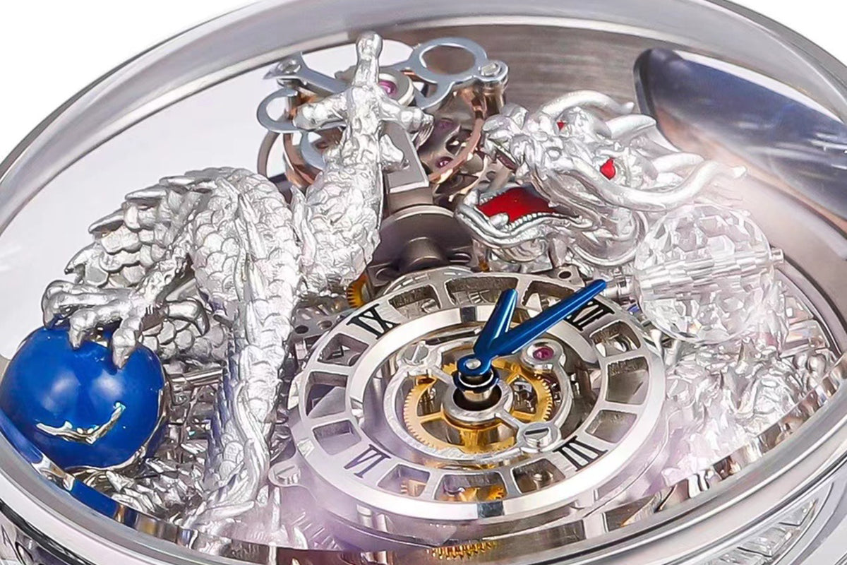 Jacob & Co Astronomia Silver Dragon White Gold with Diamonds - Dial Close-up