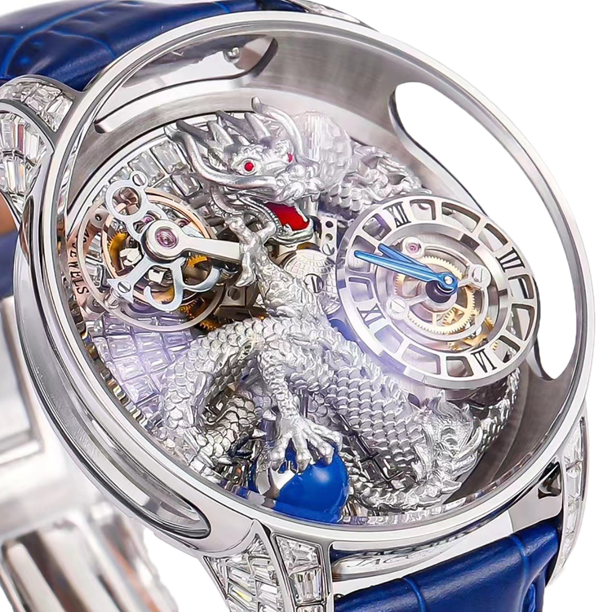 Jacob & Co Astronomia Silver Dragon White Gold with Diamonds - Detail View