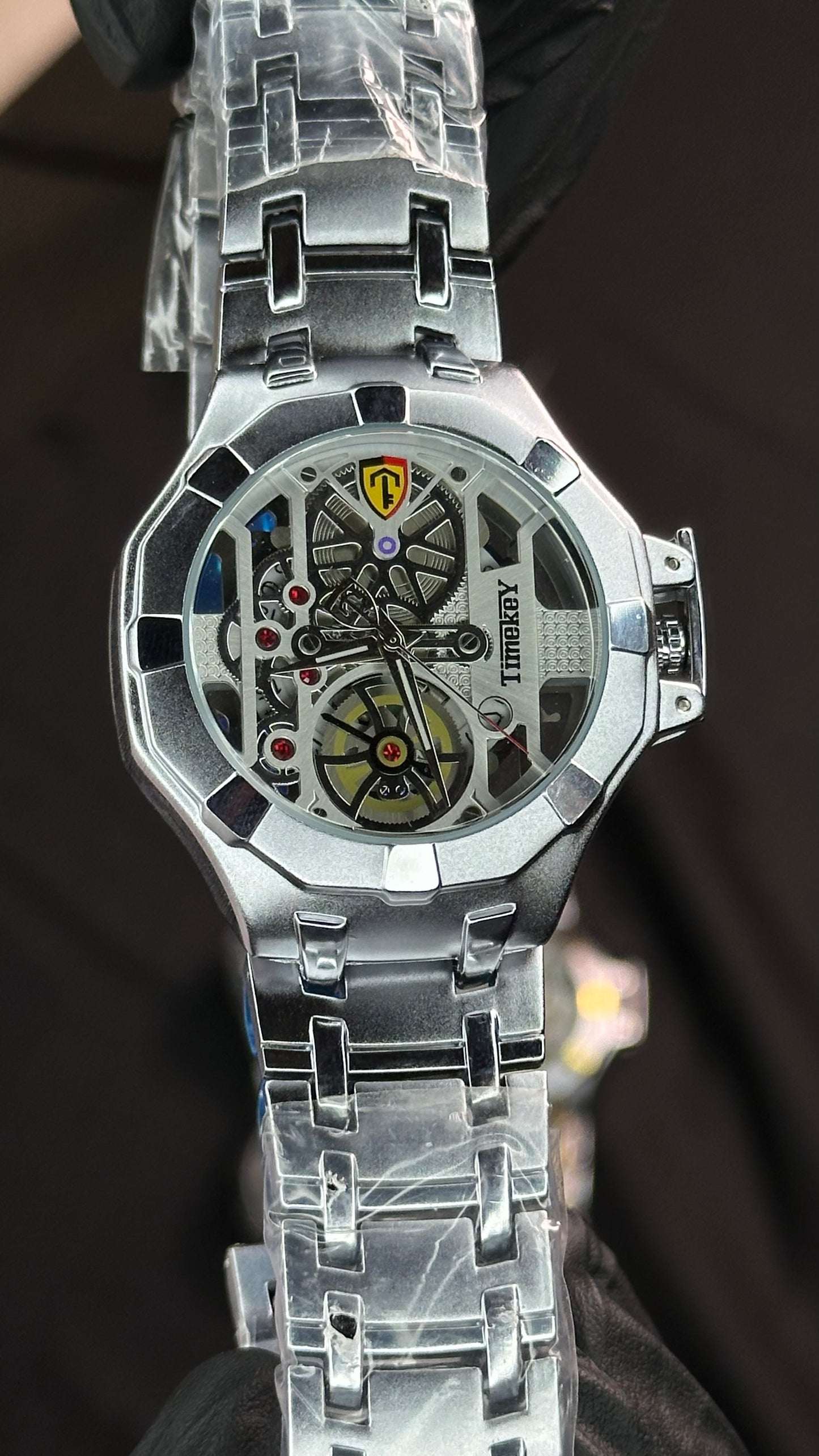 Timekey Men’s Skeleton Mechanical-Style Sport Watch