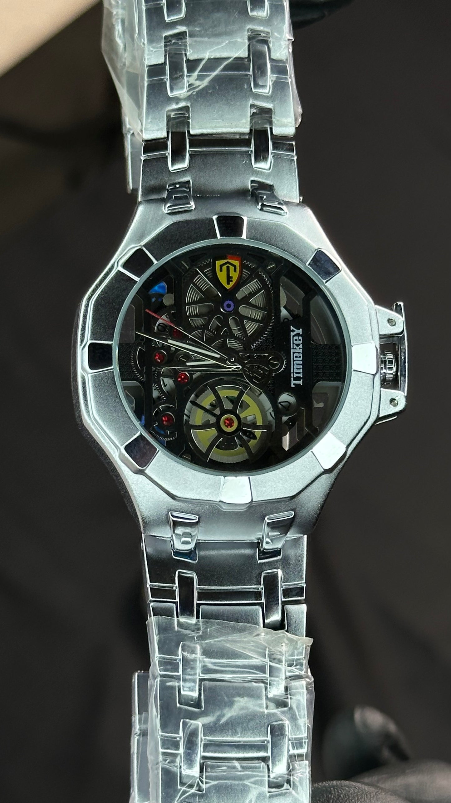 Timekey Men’s Skeleton Mechanical-Style Sport Watch