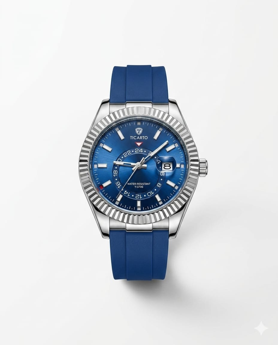 Ticarto Men’s Blue Dial GMT Sport Watch