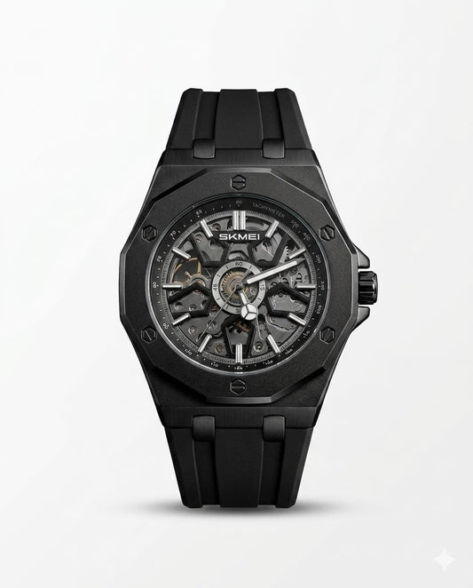 SKMEI Men’s Stealth Black Skeleton Dial Sport Watch – Urban Industrial Edition