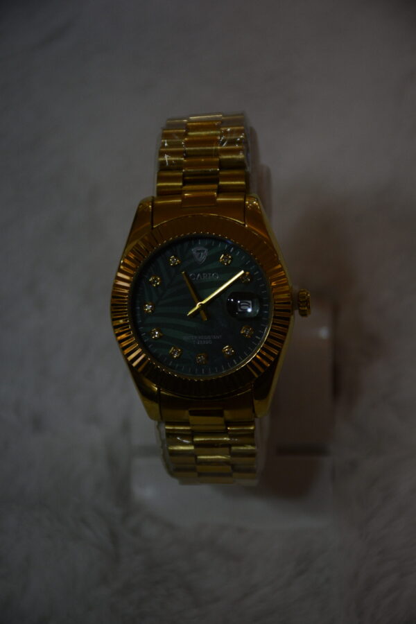 Golden body sea green dial Circular Design