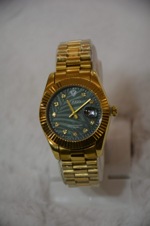 Golden body sea green dial Circular Design