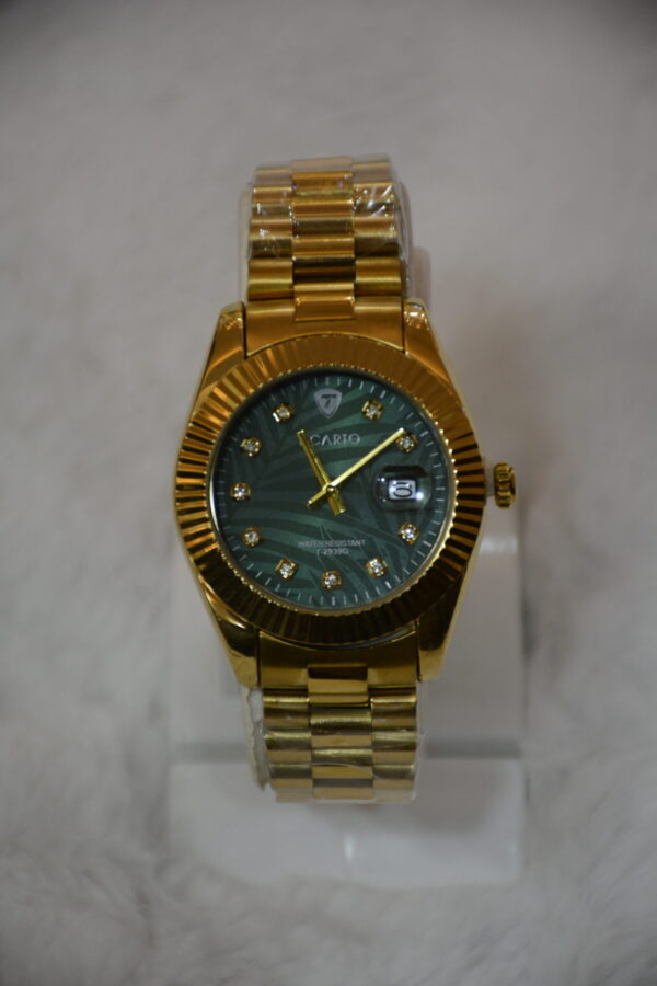 Golden body sea green dial Circular Design