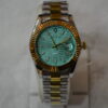 Silver Gold Body water blue dial circular design