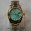 Silver Gold Body water blue dial circular design