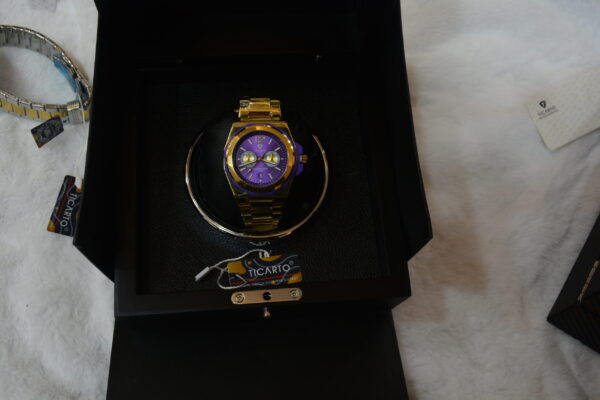 Golden body Purple Dial Circular design