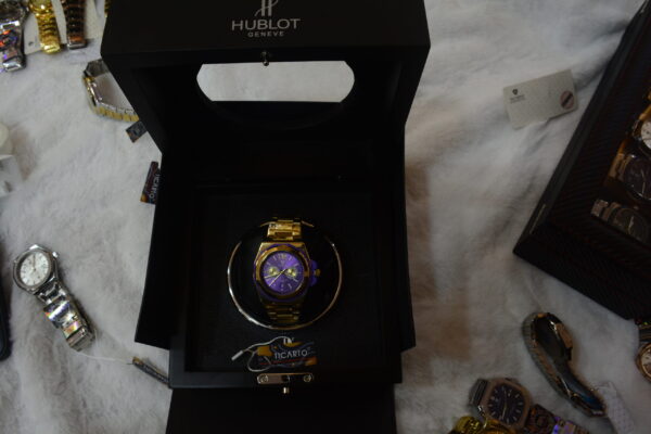 Golden body Purple Dial Circular design