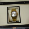 golden square body silver dial