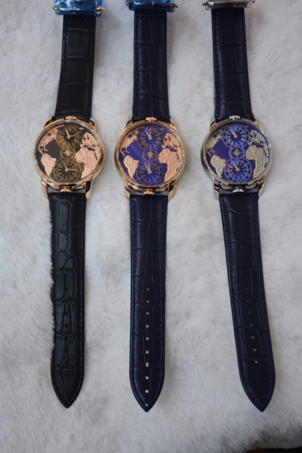 world map dial multicolor body black strip- 3x - unique