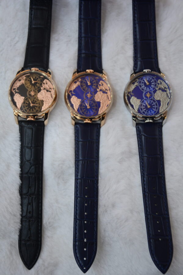 world map dial multicolor body black strip- 3x - unique