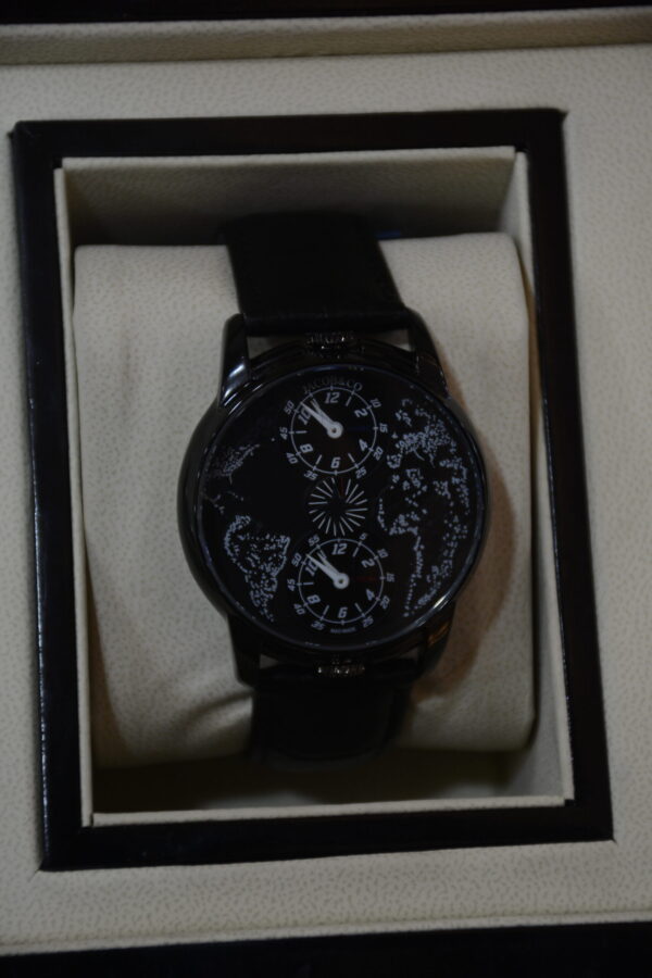 world map black dial full black body - unique