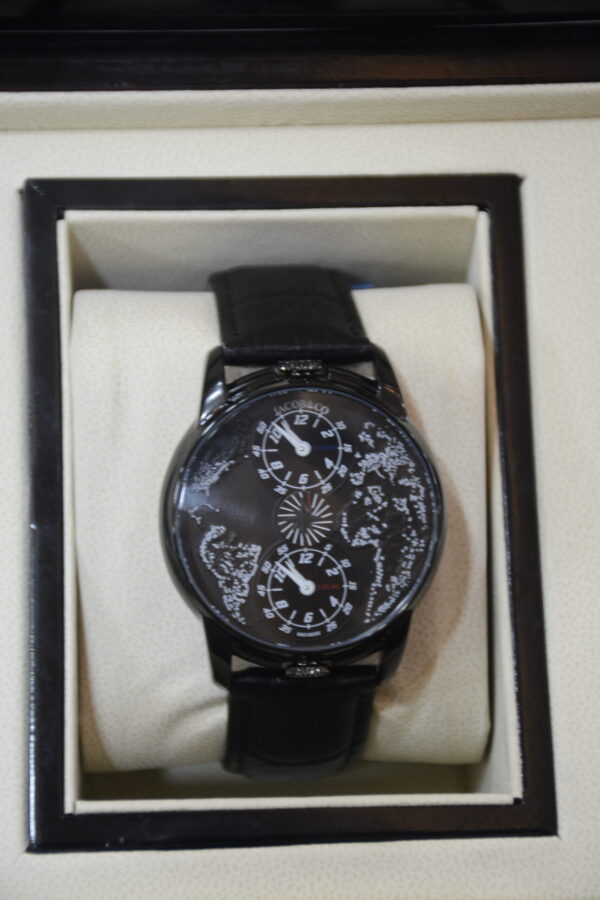 world map black dial full black body - unique