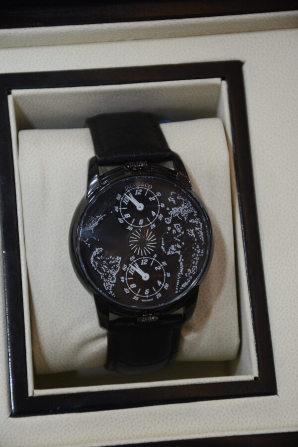 world map black dial full black body - unique