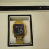 gold digital square watch