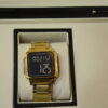 gold digital square watch