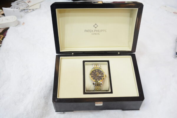 silver gold body black dial