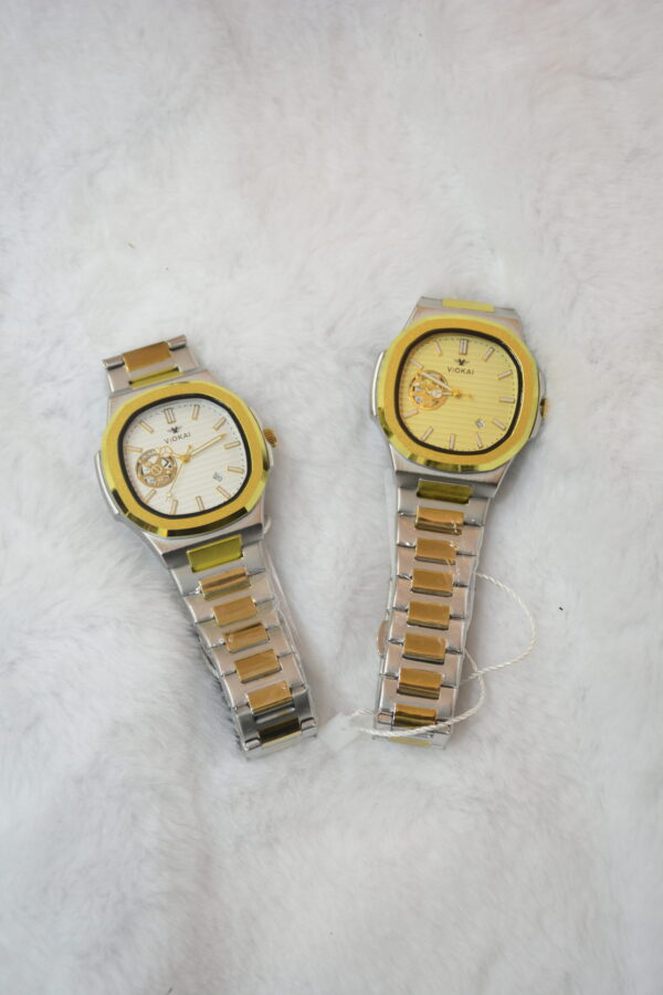 collection of silver gold body white and gold dial x2