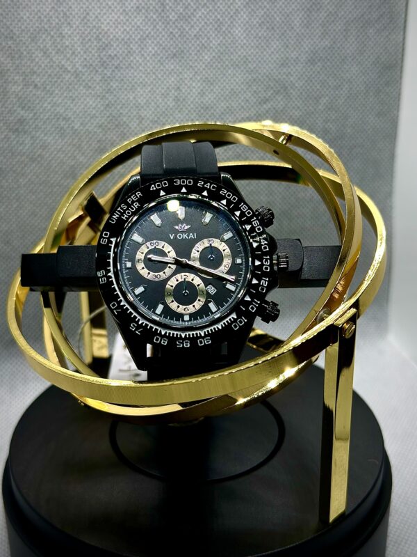 Vokai Men’s Black Tachymeter Chronograph Sport Watch with Silicone Strap