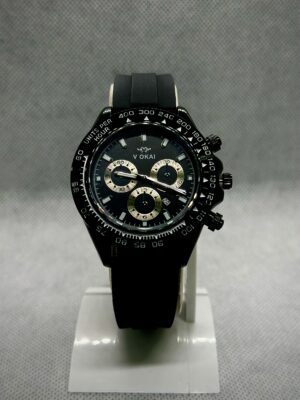 Vokai Men’s Black Tachymeter Chronograph Sport Watch with Silicone Strap