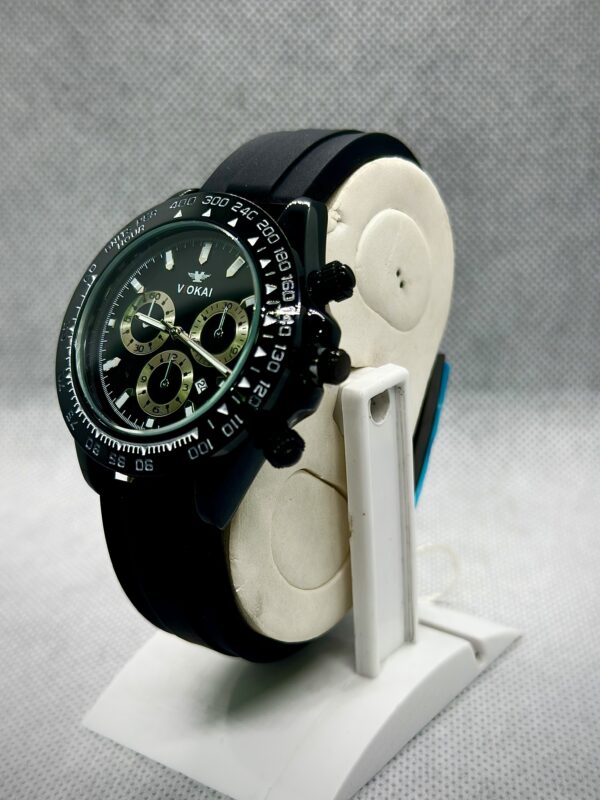 Vokai Men’s Black Tachymeter Chronograph Sport Watch with Silicone Strap