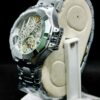 Timekey Men’s Silver Skeleton Mechanical-Style Sport Watch