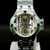 Timekey Men’s Silver Skeleton Mechanical-Style Sport Watch
