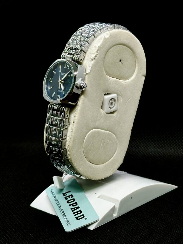 Leopard Women’s Elegant Blue Sunray Dial Watch with Crystal Accents