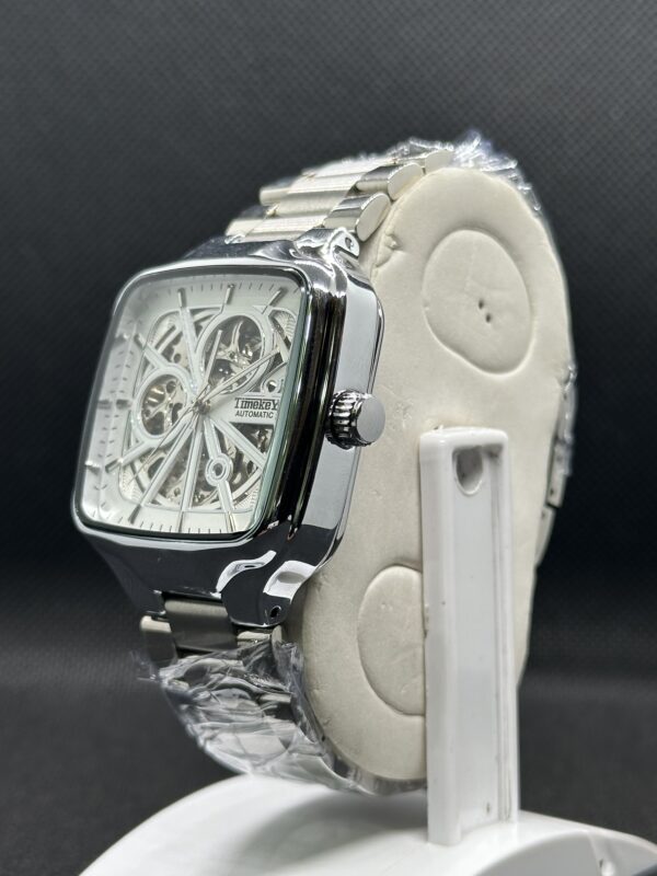 Timekey "Architect" Square Skeleton Automatic – Two-Tone Gold & Silver Luxury Watch