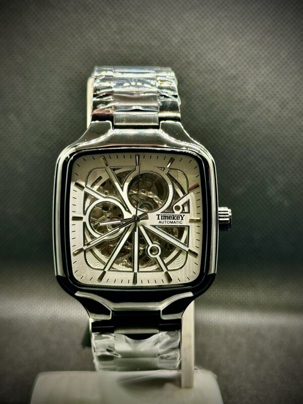 Timekey "Architect" Square Skeleton Automatic – Two-Tone Gold & Silver Luxury Watch