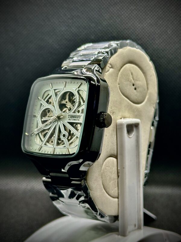 Timekey "Architect" Square Skeleton Automatic – Two-Tone Gold & Silver Luxury Watch