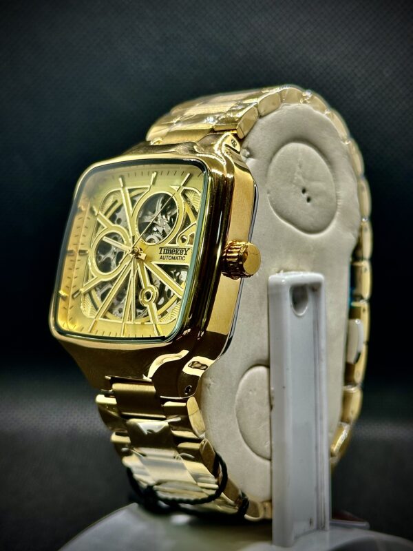Timekey "Architect" Square Skeleton Automatic – Two-Tone Gold & Silver Luxury Watch