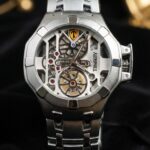 Timekey Men’s Silver Skeleton Mechanical-Style Sport Watch